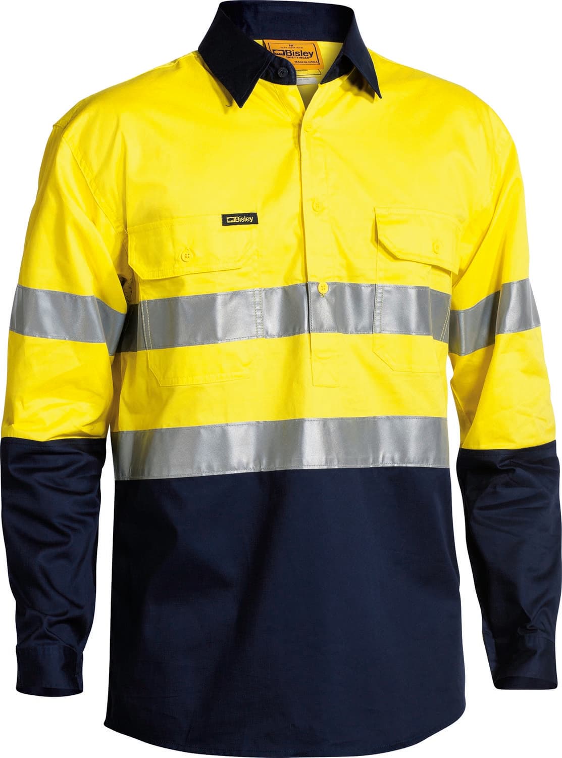 Bisley Taped Hi Vis Closed Front Cool Lightweight Shirt