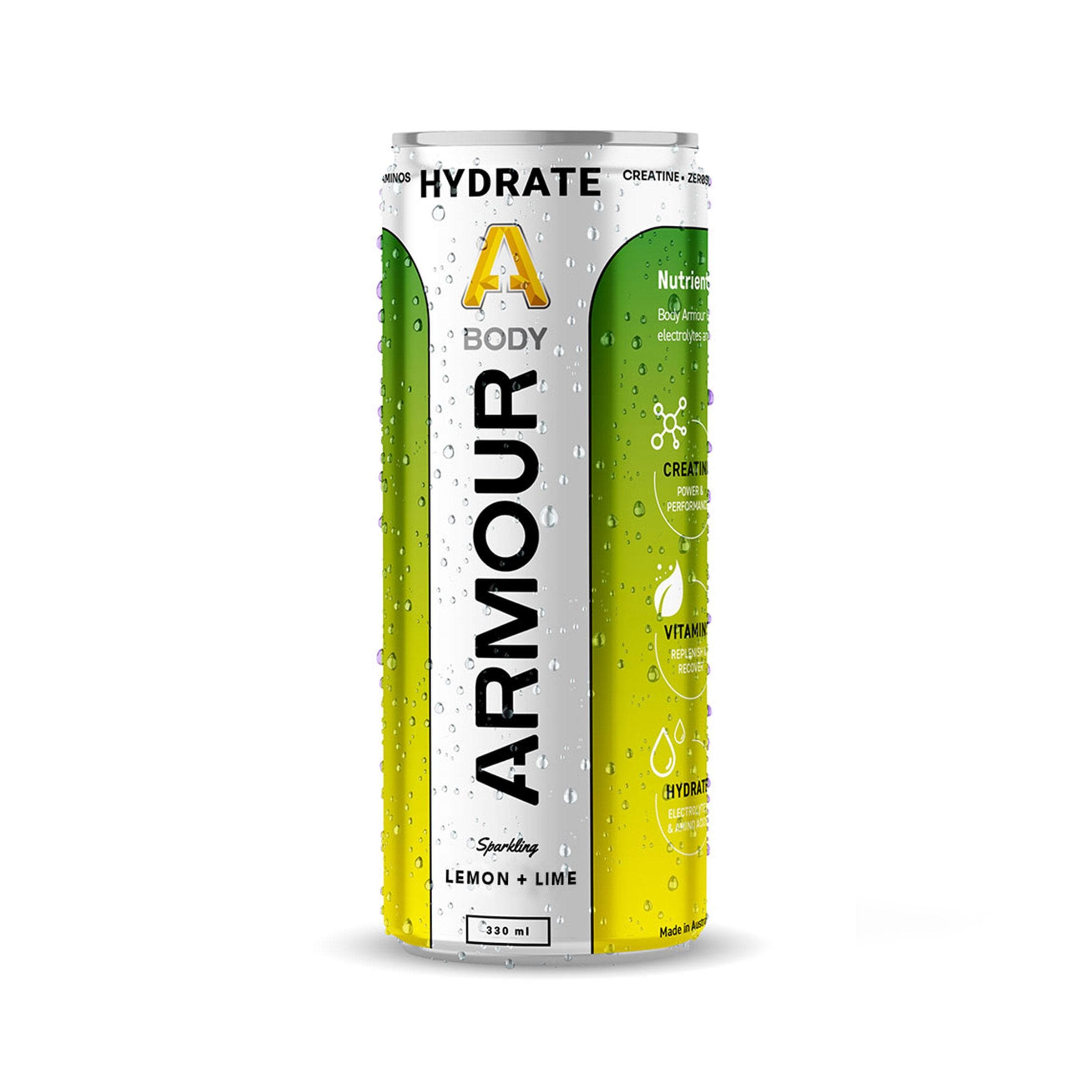 Body Armour Hydrate+ Zero Sugar 330ml Can (Pack of 6) - Lemon + Lime