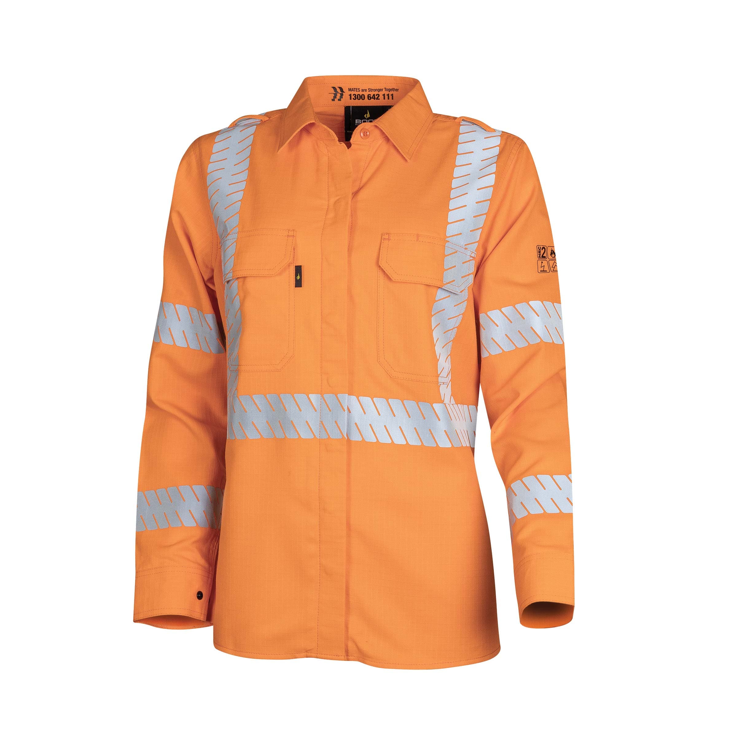 Bool PT Shirt Ladies 197gsm Parvotex 2.0 L/S Fire Retardant With FR Segmented Reflective Tape In T5 Pattern