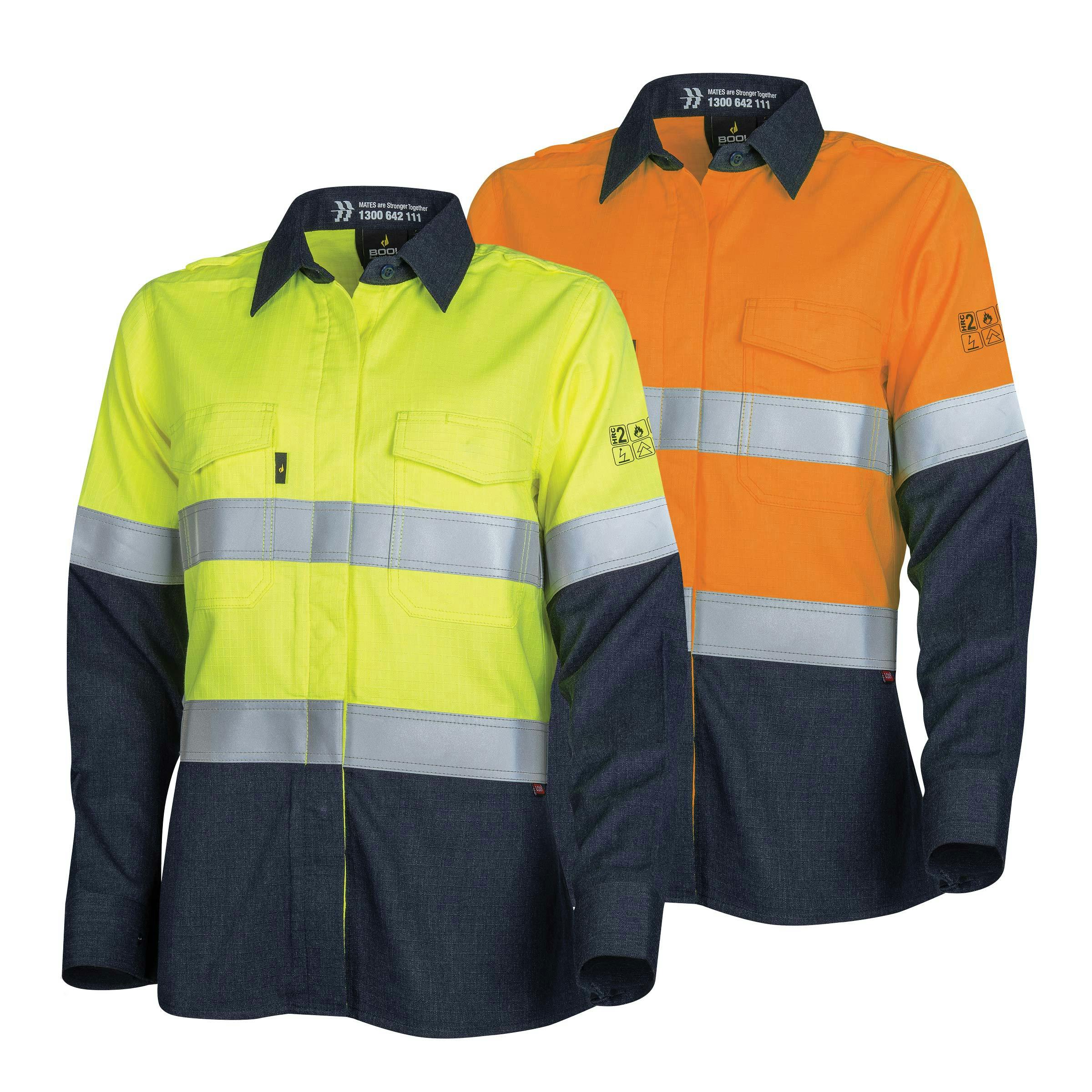 Bool PT Shirt Ladies 197gsm Parvotex 2.0 L/S Two Tone Fire Retardent With Loxy FR 9801 Two Hoop Reflective Tape
