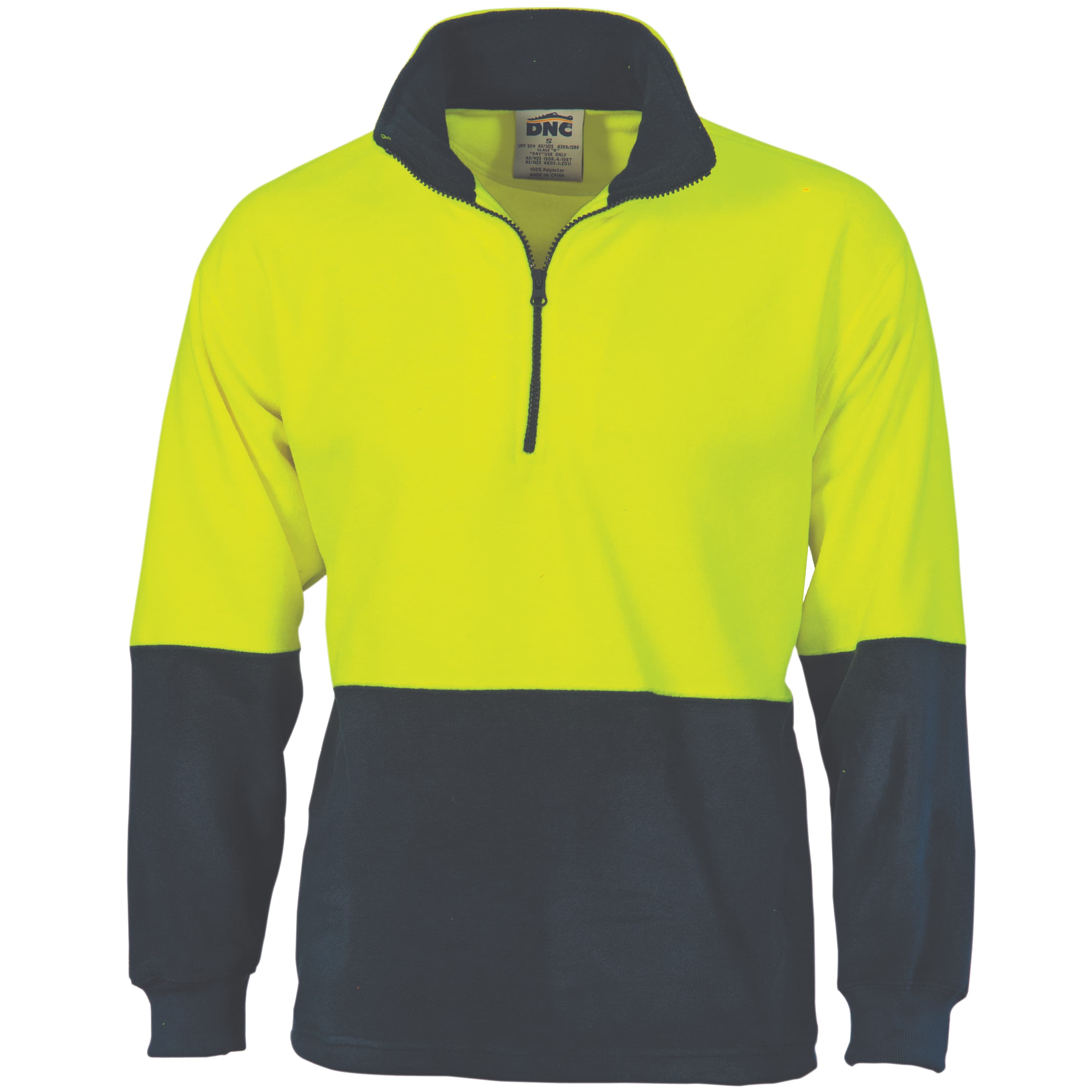 DNC HiVis Two Tone 1/2 Zip Polar Fleece (Yellow/Navy)