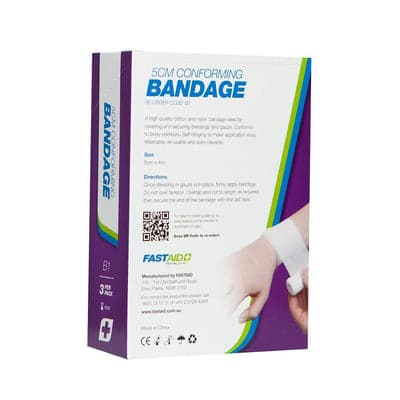 FastAid Conforming Bandage, 5Cm, 3Pk