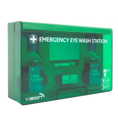 FastAid Elite Eyecare Station, Wall Mount With Mirror, 2 X 500Ml, 5 Eyewash Pods, 2 Eye Pads_1