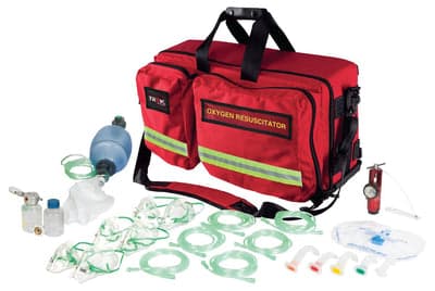 FastAid Trek Oxygen Kit, Oxy-Rescue Medic, Red Demand Soft Pack. Includes Complete Kit And An Oxygen Powered Suction Unit