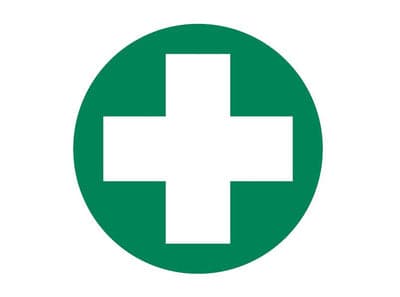 FastAid Decal, First Aid Cross Only, 50Mm D., Self Adhesive, 10Pk