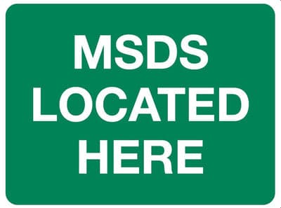 FastAid Sign, Msds Located Here, 600 X 450Mm, Poly