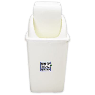 FastAid Garbage Bin, Tidy Bin White Swing Top 27 Litre