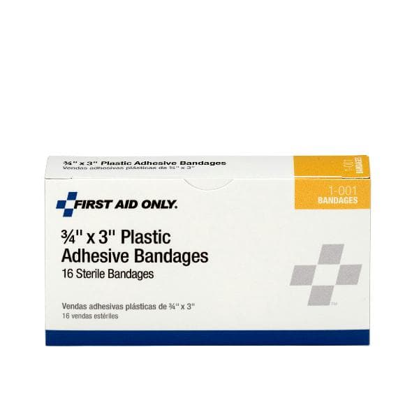3/4"x3" Plastic Bandages, 16/box