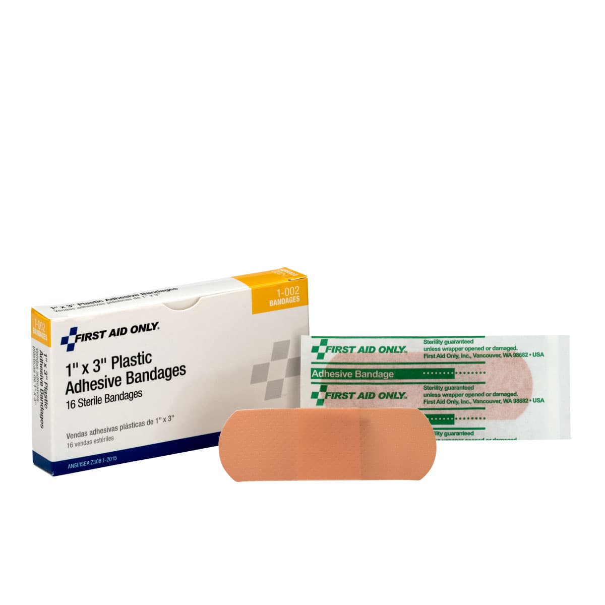 First Aid Only 1"x3" Plastic Bandages, 16/box