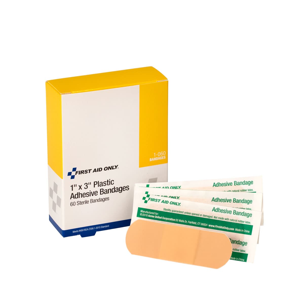 First Aid Only 1"x3" Plastic Bandages, 60/box