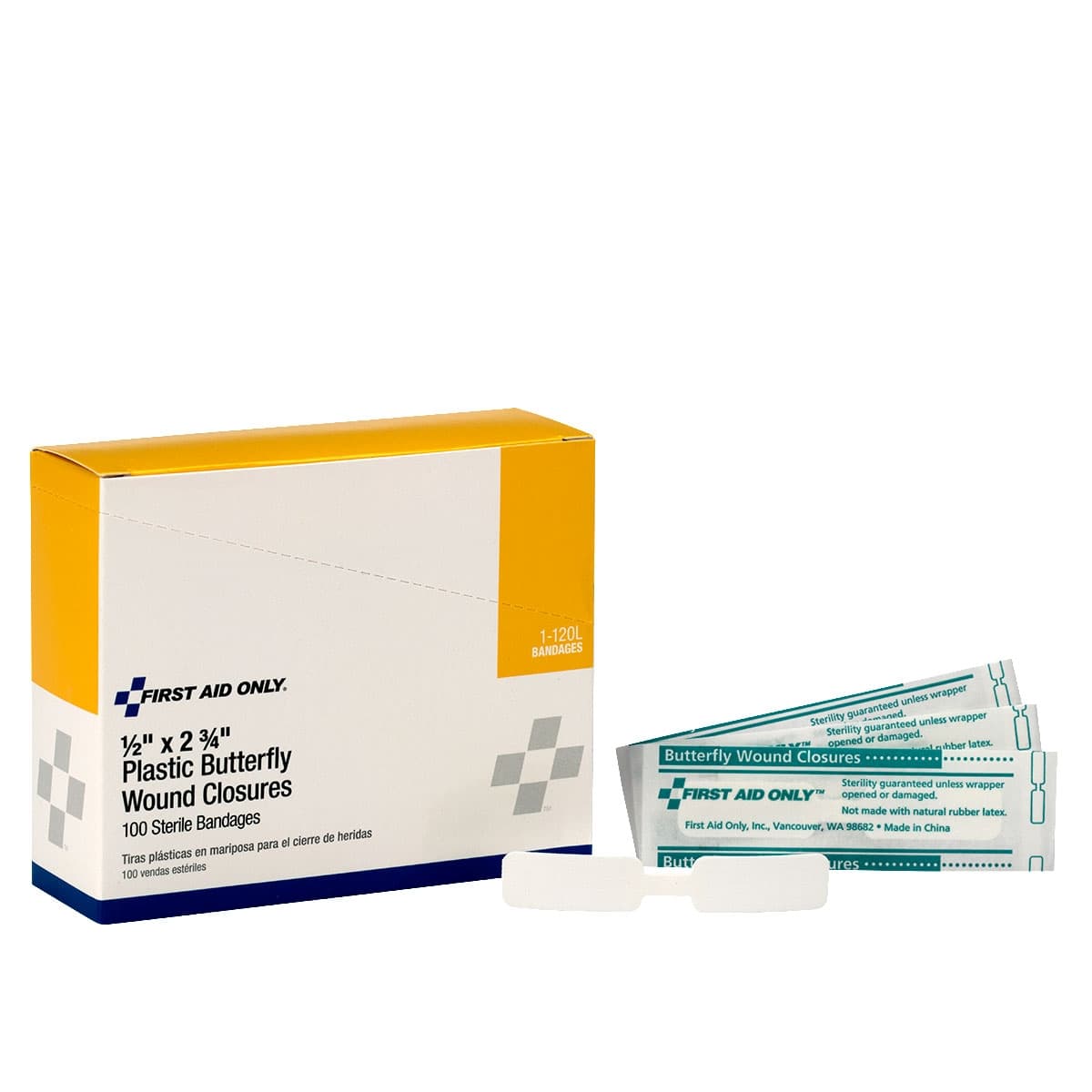 First Aid Only Butterfly Wound Closures, Large, 100/box