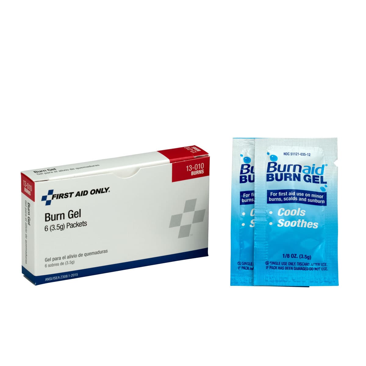 First Aid Only Burn Gel Packets, 6/box