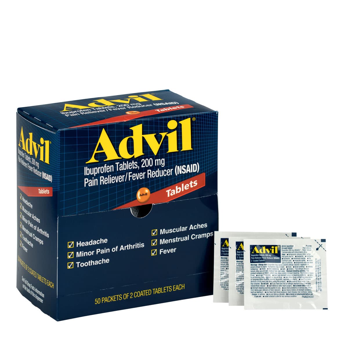 First Aid Only Advil, 50x2/box 