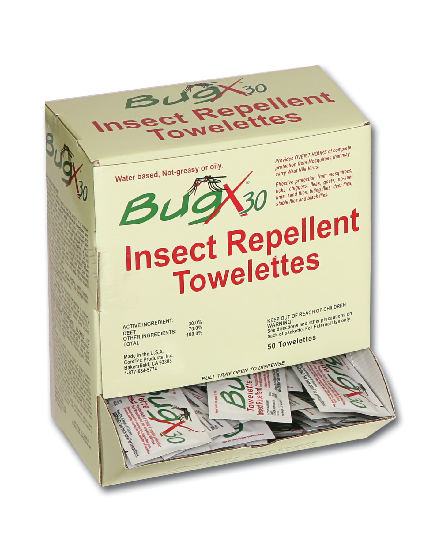 First Aid Only BugX30 Insect Repellent Wipes DEET, 50/box_0