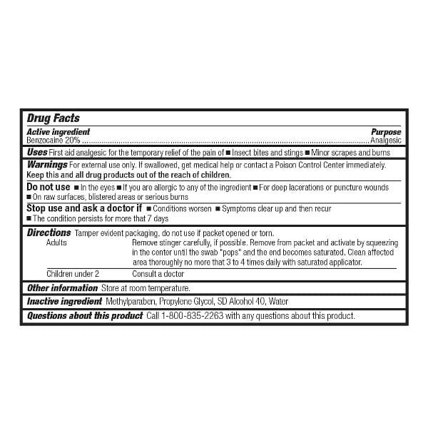 First Aid Only Sting Relief Swabs, 10/box
