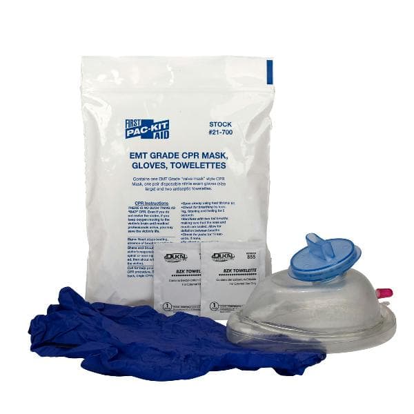 CPR Mask (EMT Grade), 2 Gloves, 2 Wipes_1