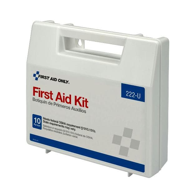 10 Person First Aid Kit, Plastic Case with Dividers