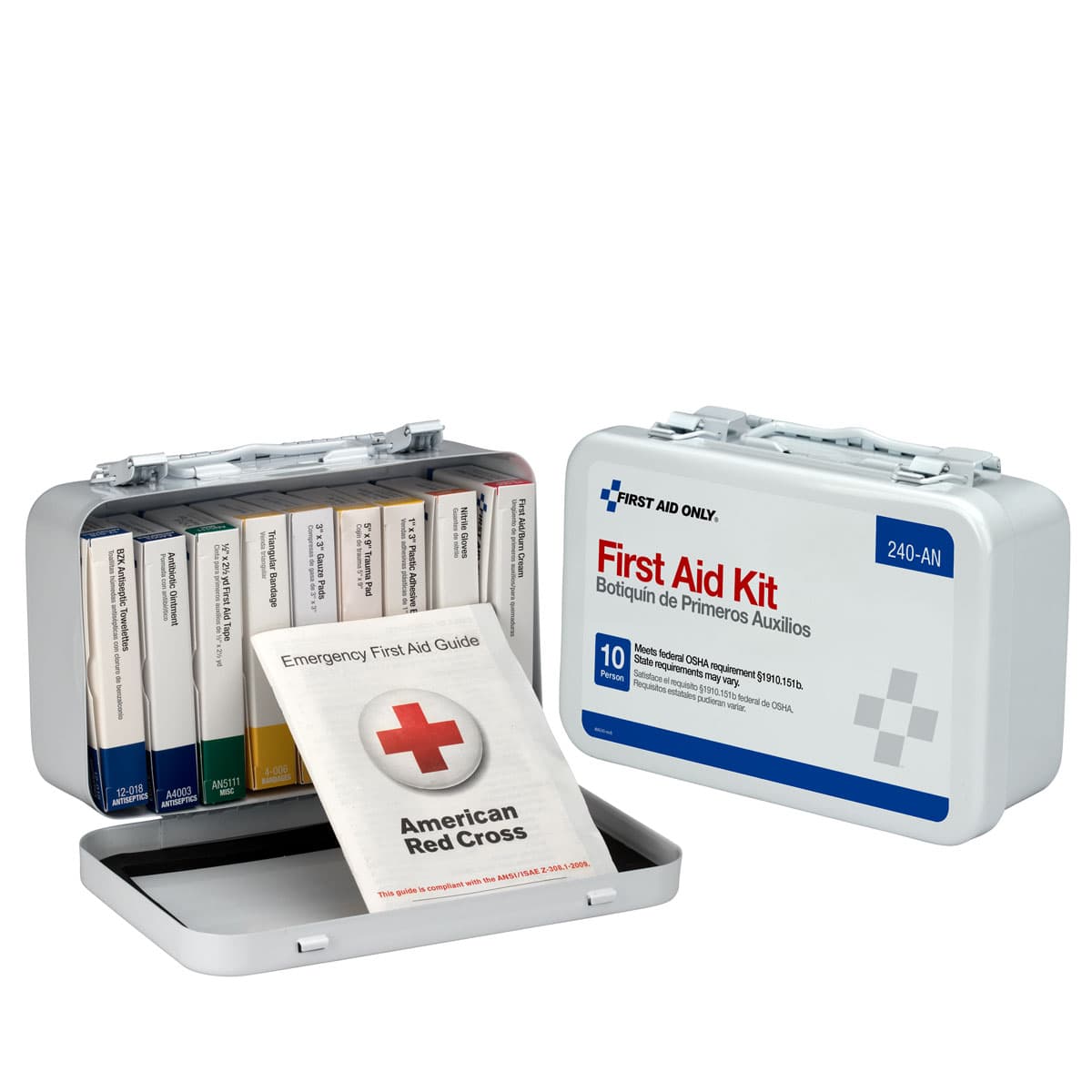 10 Unit First Aid Kit, Metal Case