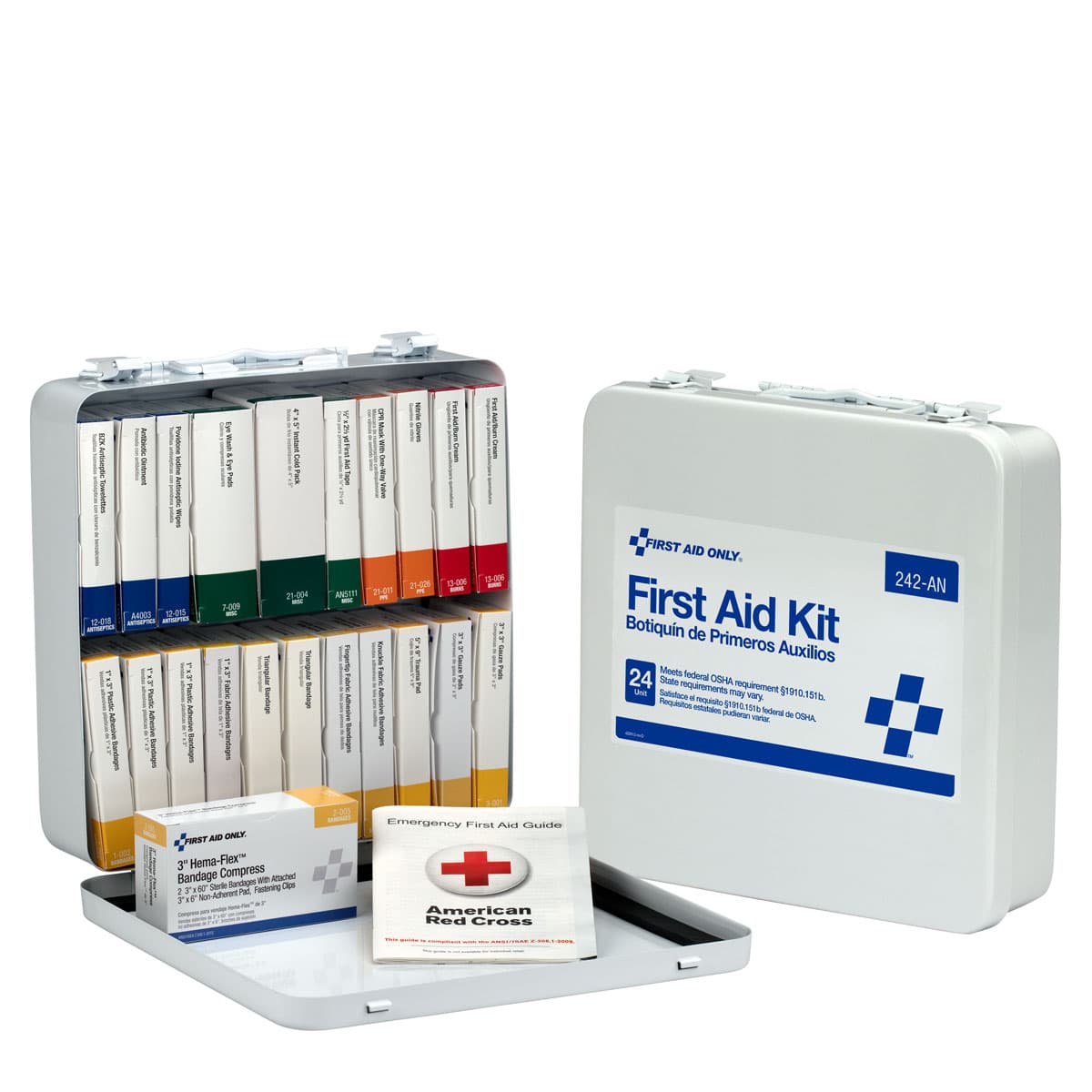 24 Unit First Aid Kit, Metal Case