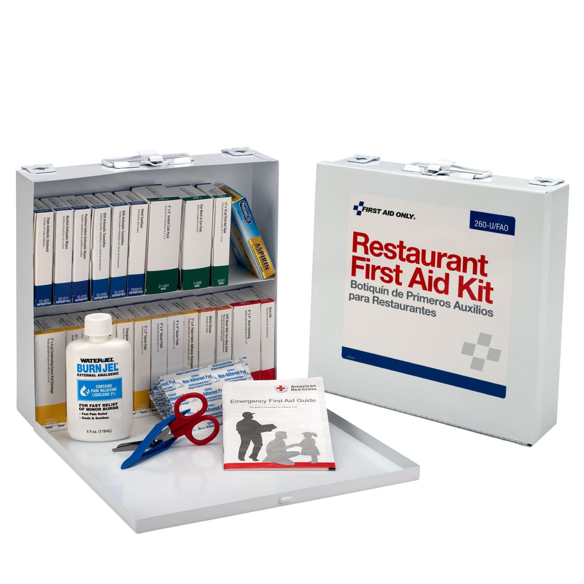 75 Person Restaurant First Aid Kit, Metal Case