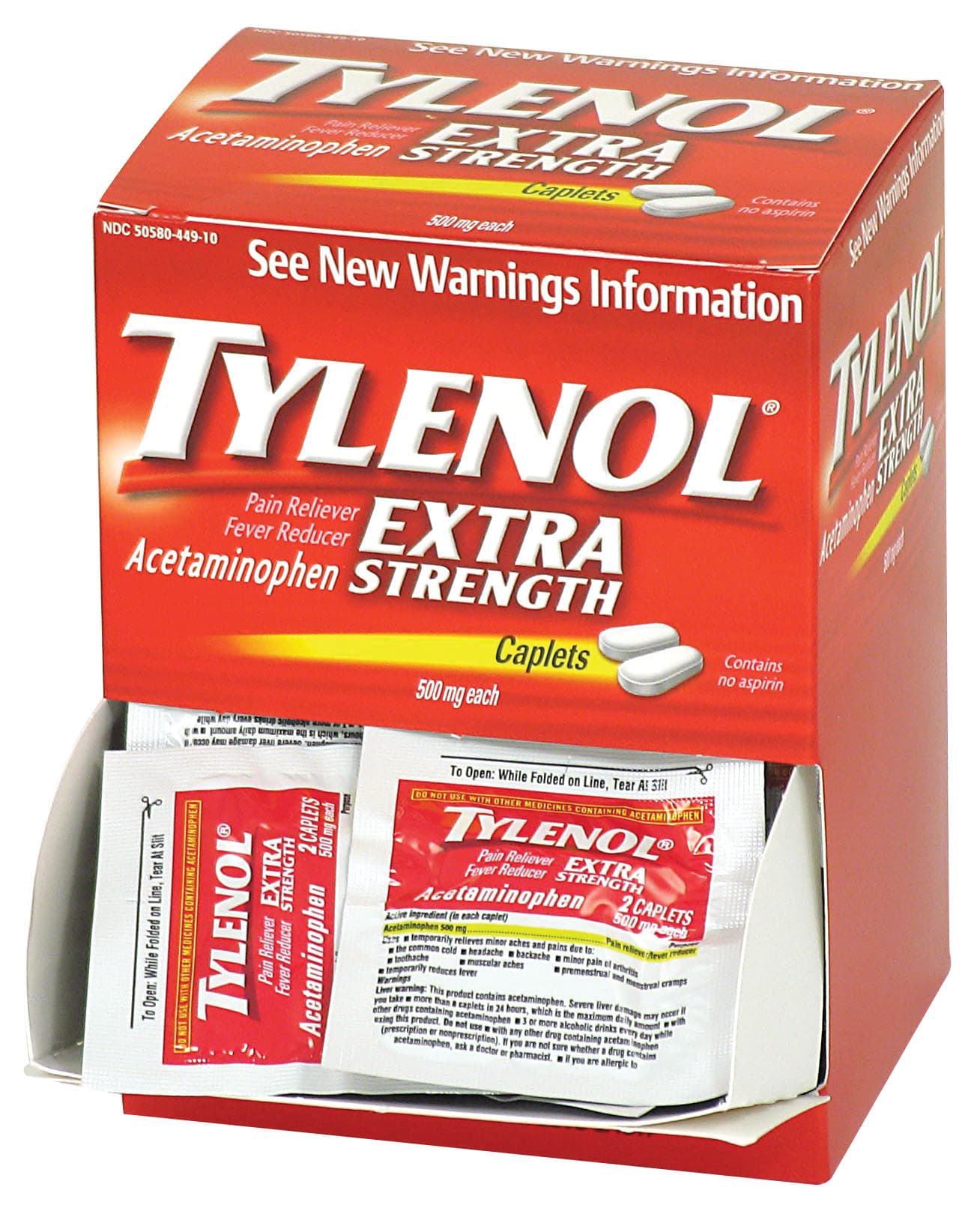 First Aid Only Tylenol Extra Strength, 50x2/box 