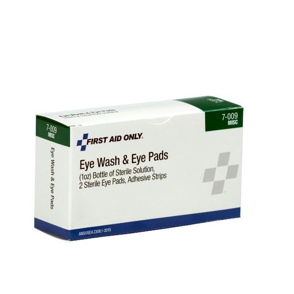 First Aid Only 1 oz. Eyewash, Eyepads & Adhesive Strips, 1 set/box