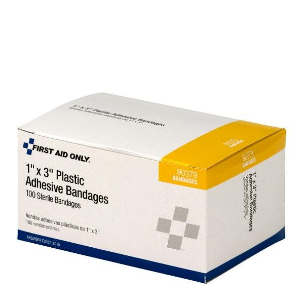 First Aid Only 1"x3" Plastic Bandages, 100/box