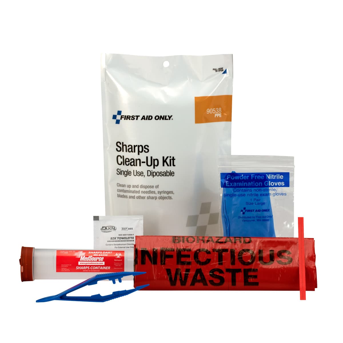 First Aid Only Sharps Clean Up Kit, Single Use Pack