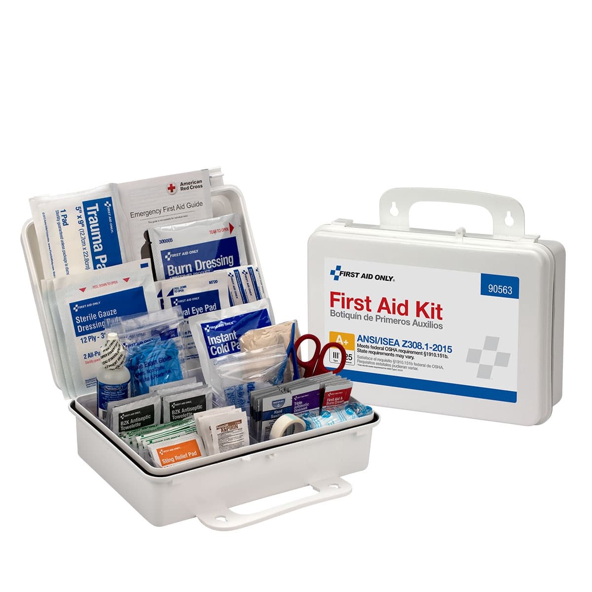 25 Person First Aid Kit, ANSI 2015 Class A+, Plastic Case