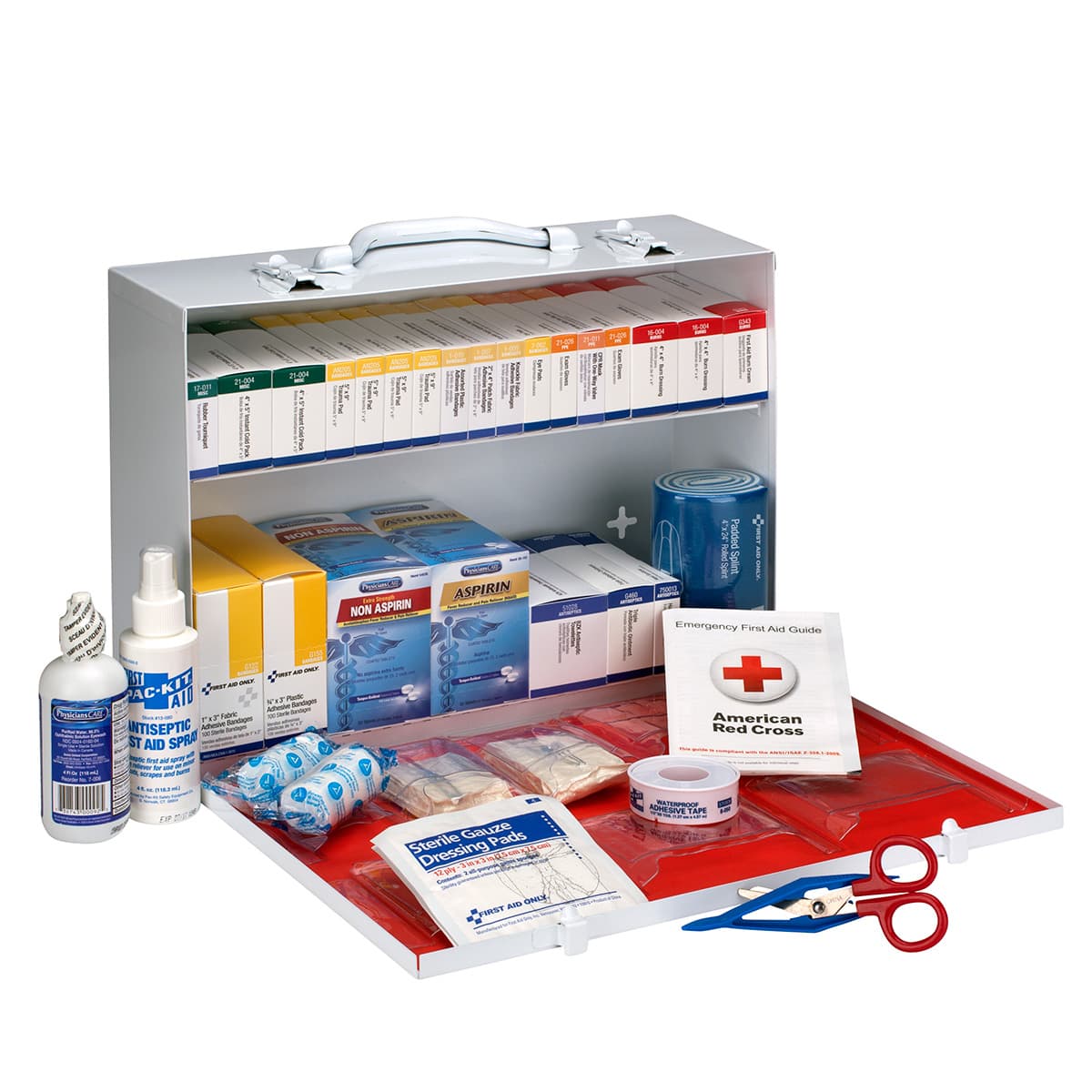 First Aid Only 2 Shelf First Aid ANSI 2015 Class B+ Metal Cabinet, with Meds