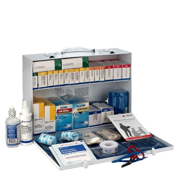 2 Shelf First Aid ANSI 2015 Class B+ Metal Cabinet, with Meds, Custom Logo_3