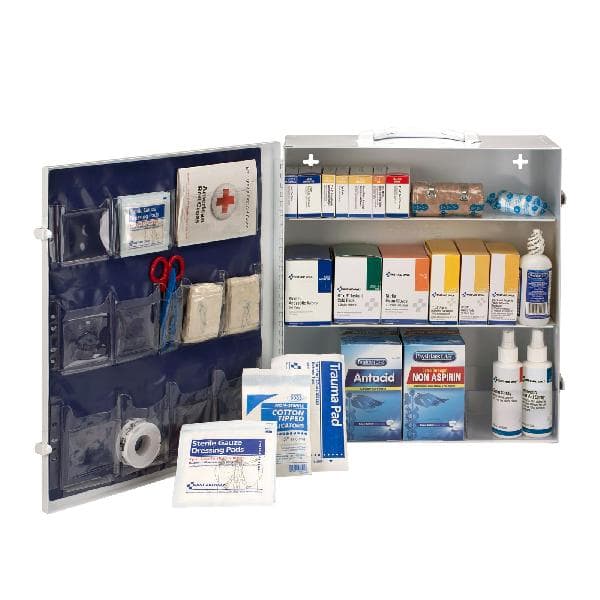 3 Shelf First Aid ANSI 2015 Class A+ Metal Cabinet, with Meds, Custom Logo_3