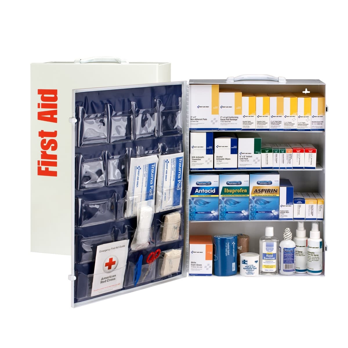 First Aid Only 4 Shelf First Aid ANSI 2015 Class B+ Metal Cabinet, with Meds