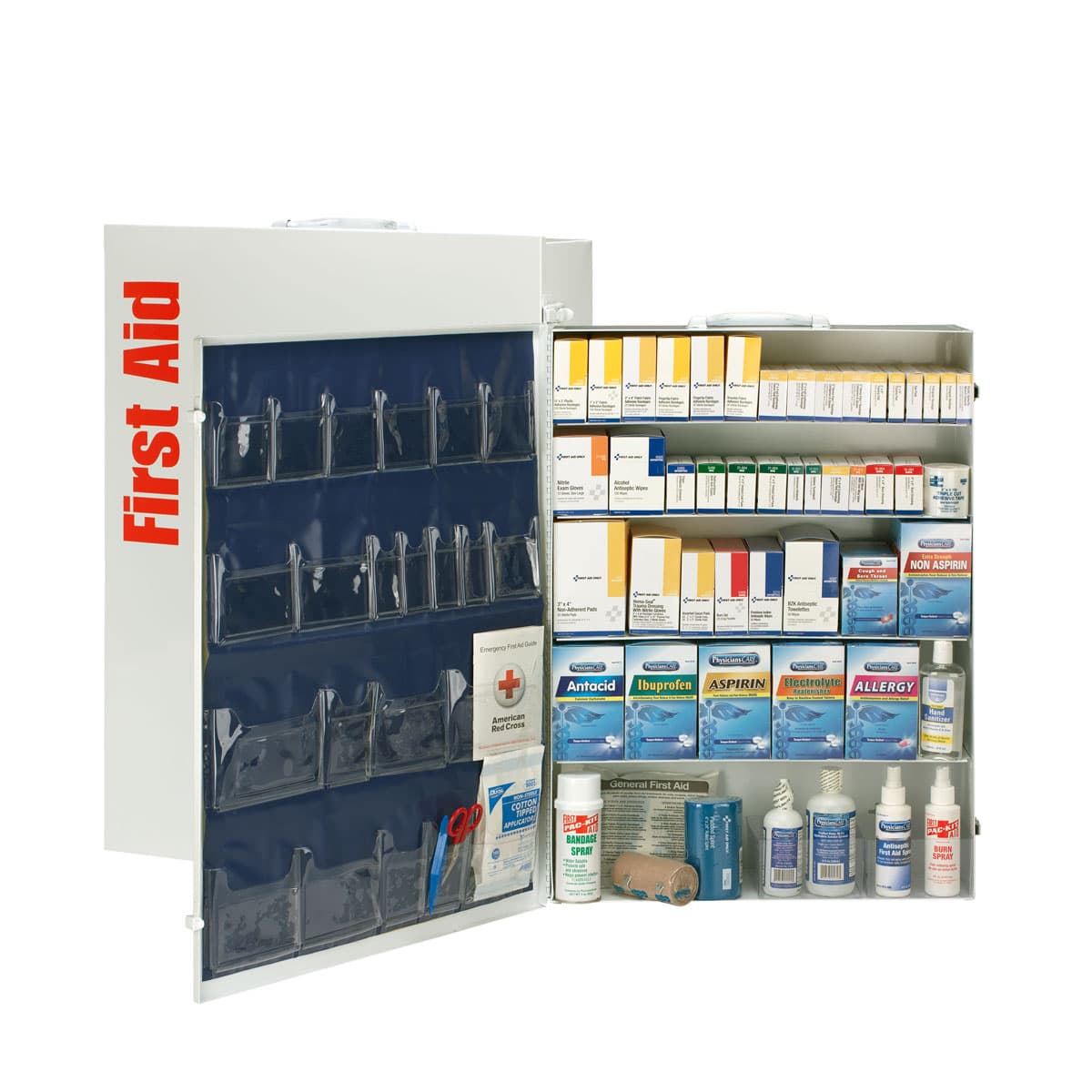 First Aid Only 5 Shelf First Aid ANSI 2015 Class B+ Metal Cabinet, with Meds