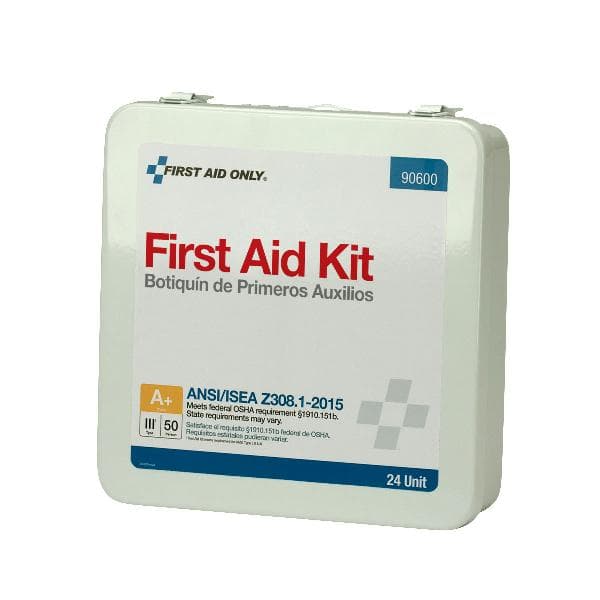 24 Unit First Aid Kit, ANSI 2015 Class A+,  Metal Case