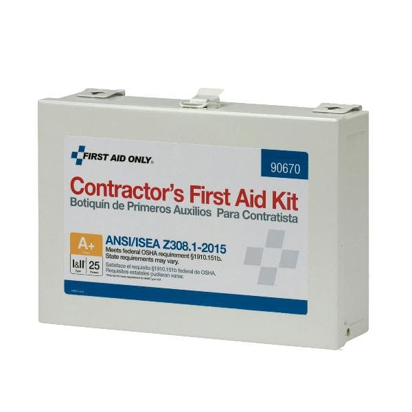 25 Person Contractor ANSI 2015 Class A+ First Aid Kit, Metal Case , Custom Logo