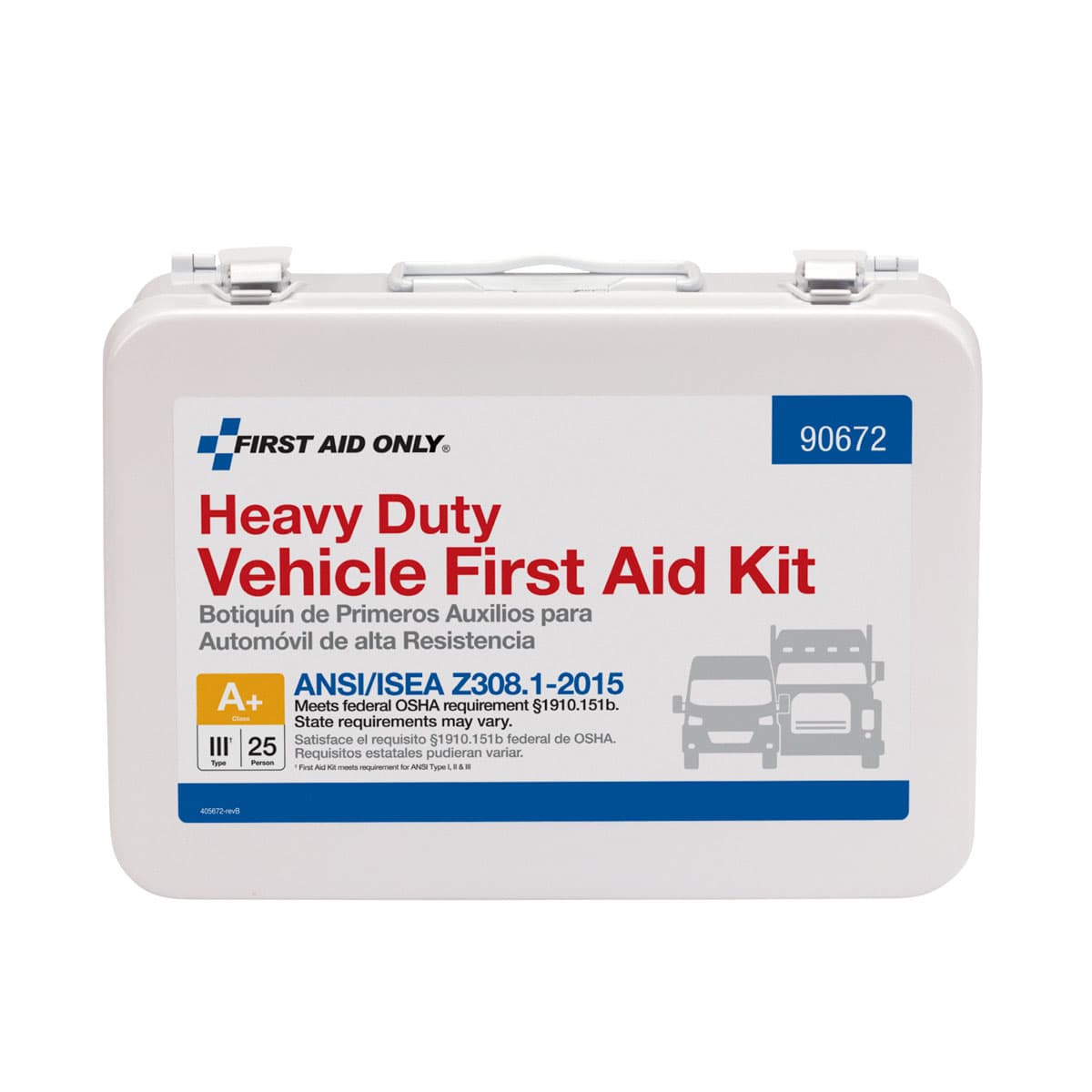 25 Person Vehicle ANSI 2015 Class A+ First Aid Kit, Metal Case