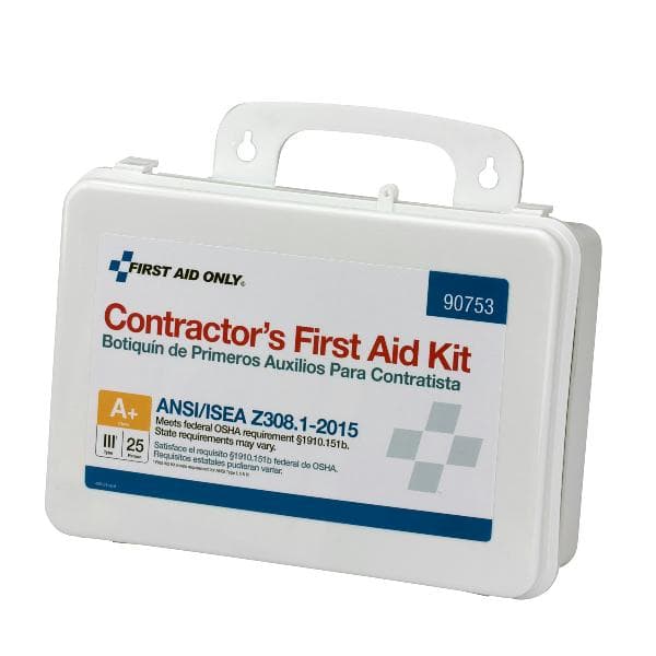 25 Person Contractor ANSI 2015 Class A+ First Aid Kit, Plastic Case, Custom Logo