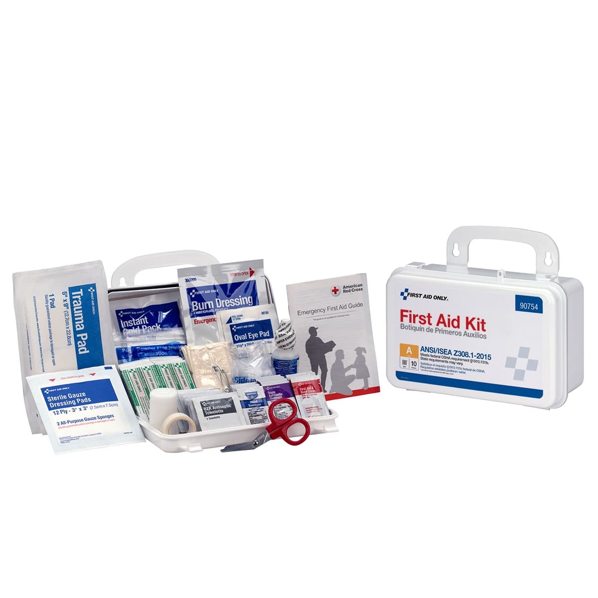 10 Person First Aid Kit, ANSI 2015 Class A, Plastic Case