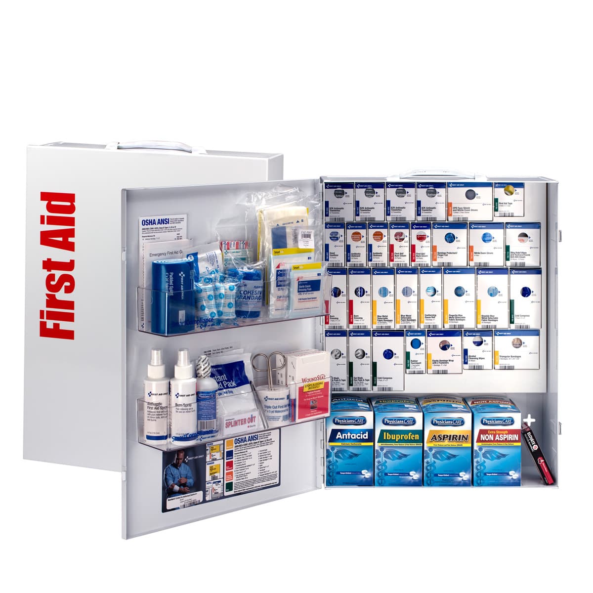 First Aid Only XL Metal SmartCompliance Food Service First Aid Cabinet, ANSI 2021 Class B with Meds