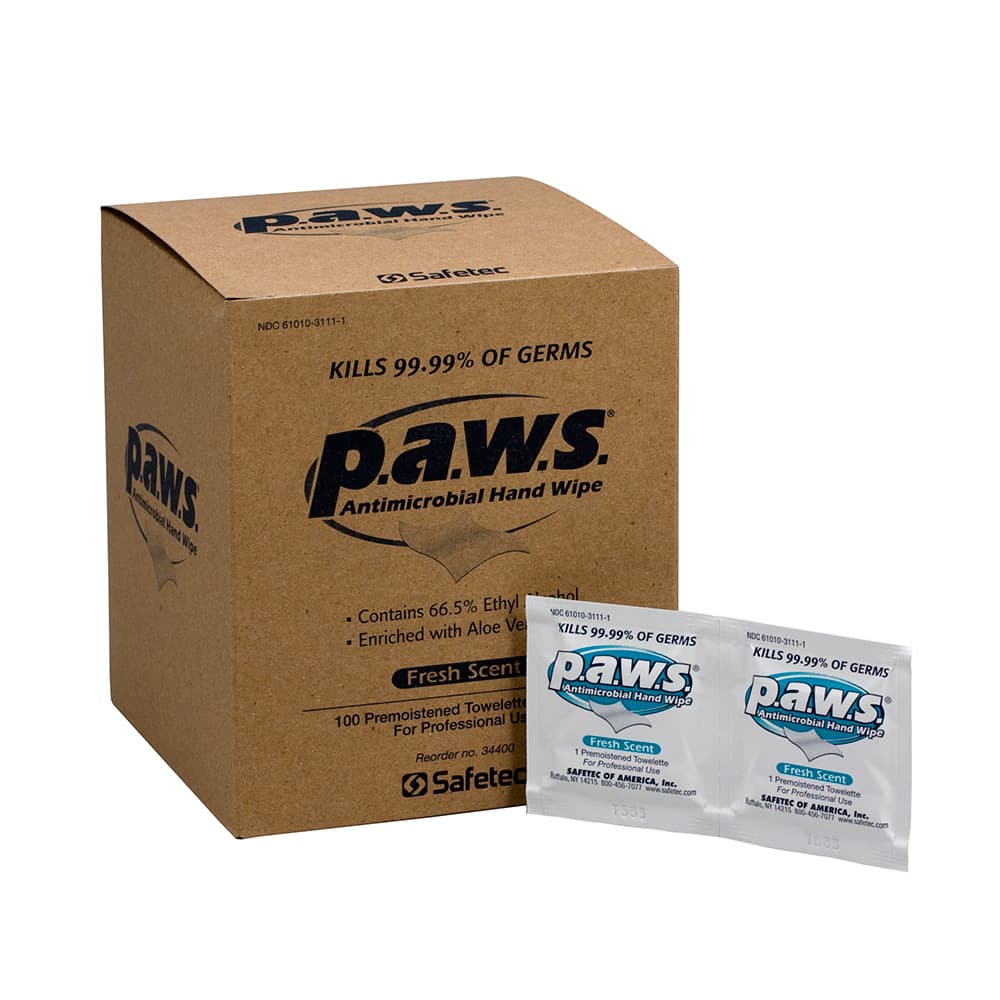 First Aid Only PAWS Antimicrobial Wipe, 100/box