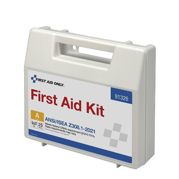 25 Person ANSI 2021 Class A, Plastic First Aid Kit with Dividers