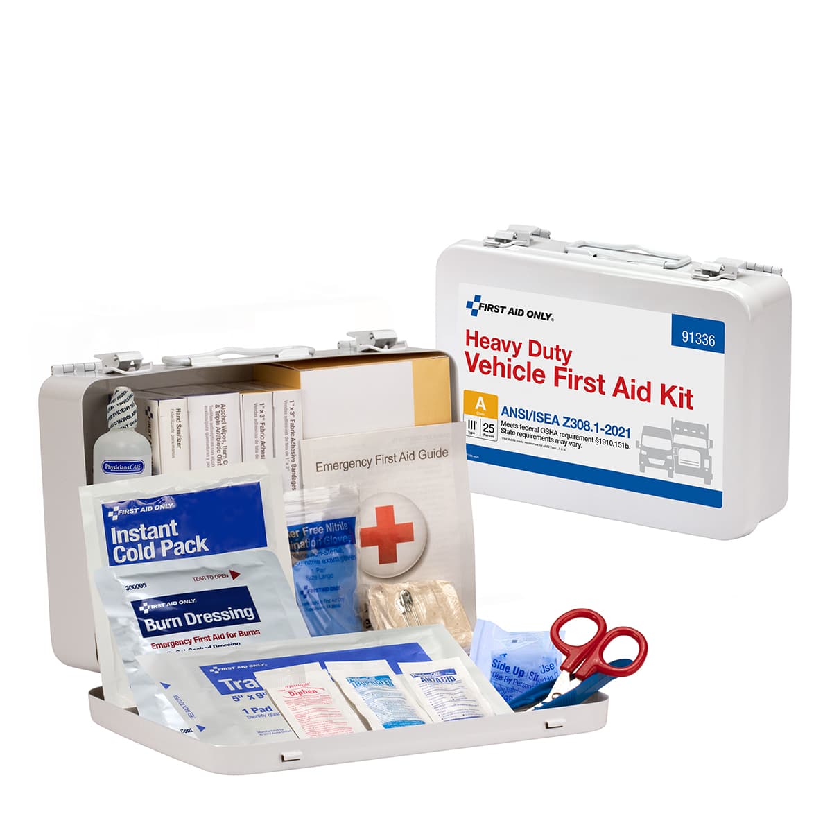 25 Person ANSI 2021 Class A, Heavy Duty Vehicle Metal First Aid Kit