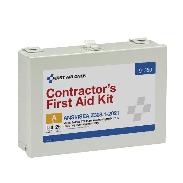 25 Person ANSI 2021 Class A, Contractor Metal First Aid Kit_1