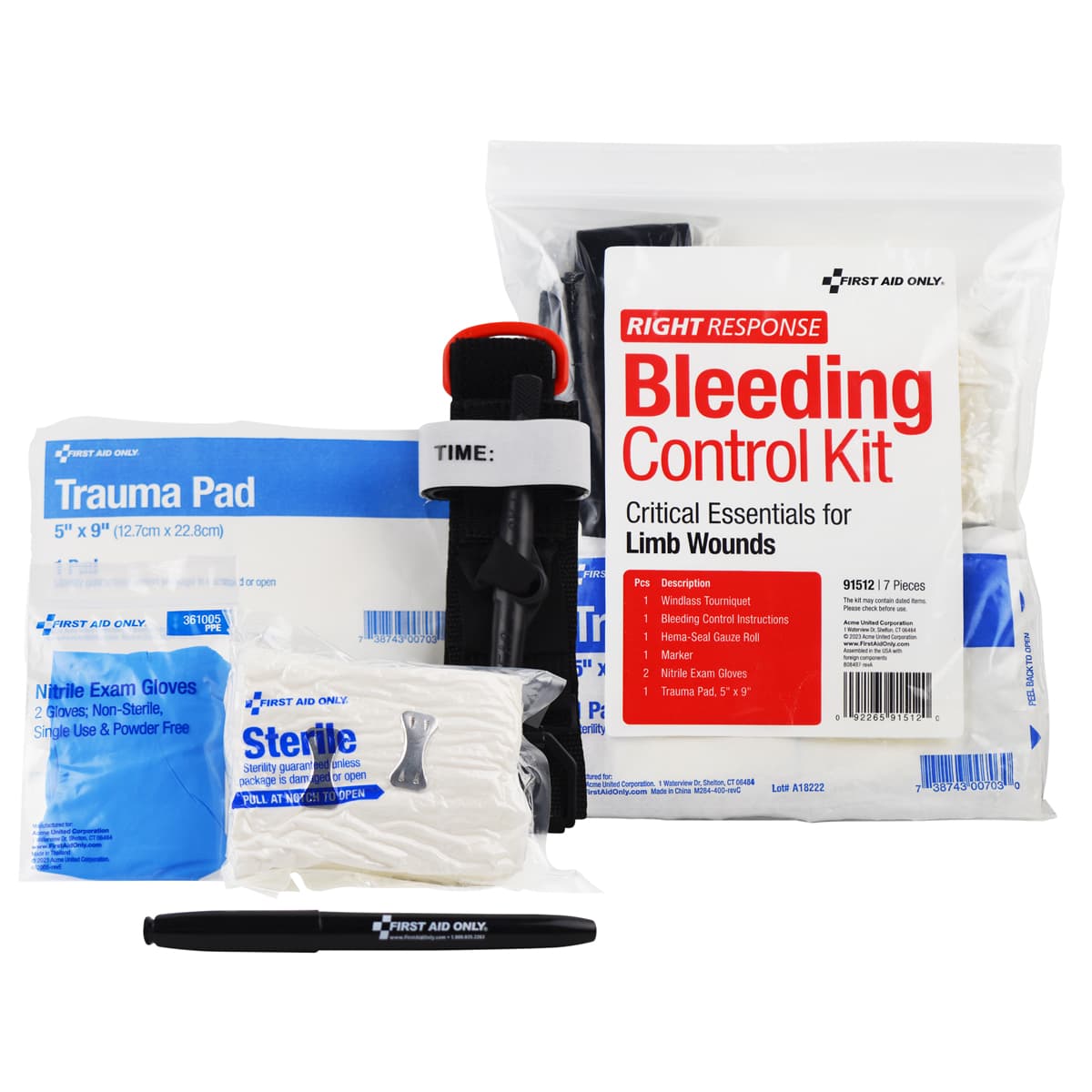 Bleeding Control Essential Kit - Limb, Plastic Bag