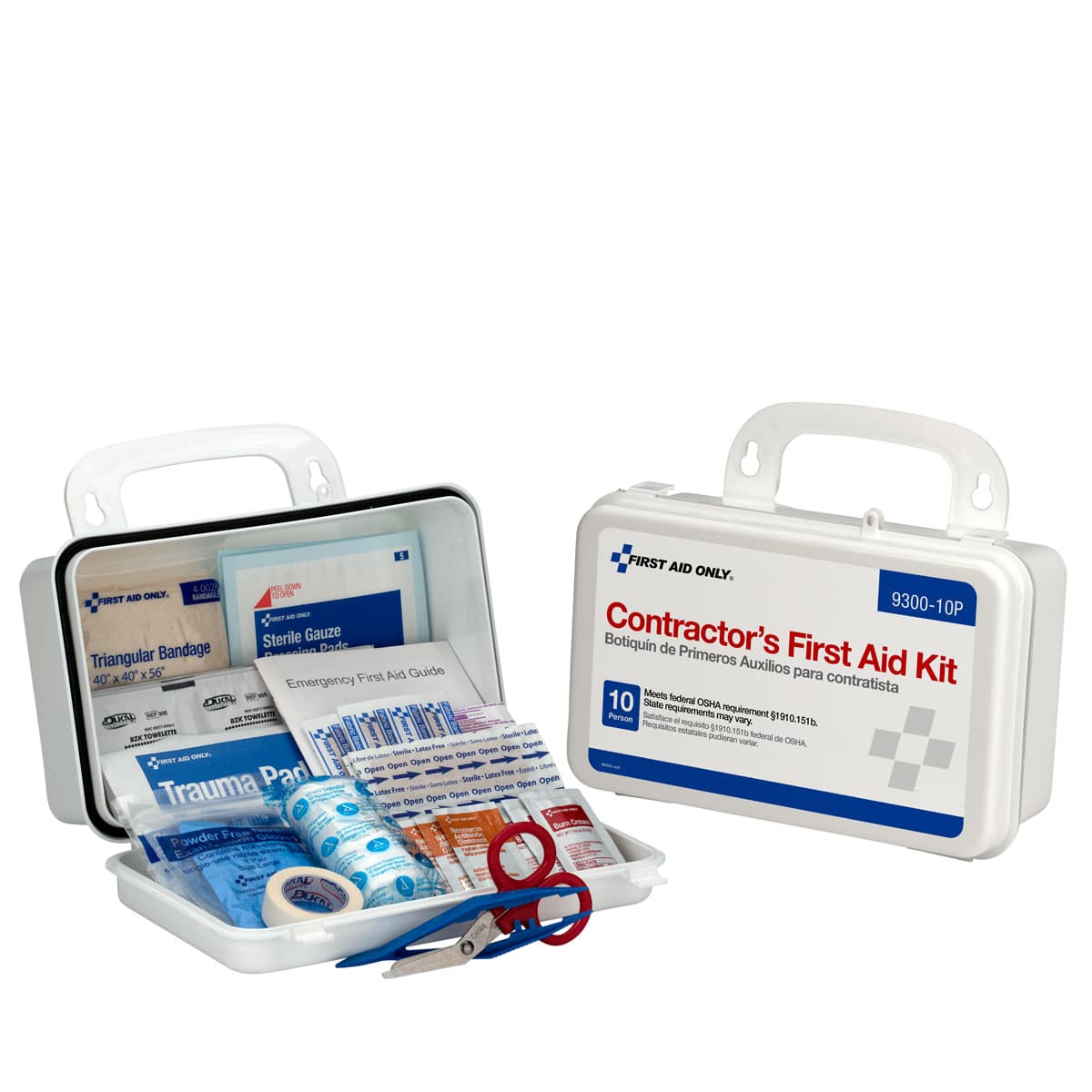 10 Person Contractor First Aid Kit, Plastic Case