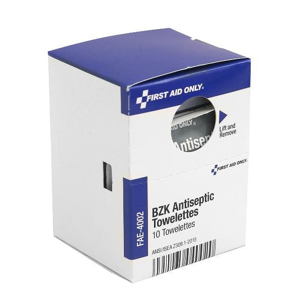 First Aid Only SC Refill BZK Antiseptic Wipes, 10/box