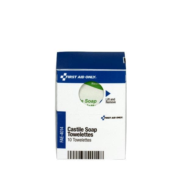 First Aid Only SC Refill Castile Soap Wipes, 10/box