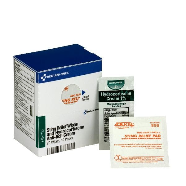 First Aid Only SC Refill Sting Relief Wipes(20), Hydrocortisone Cream (10)_1
