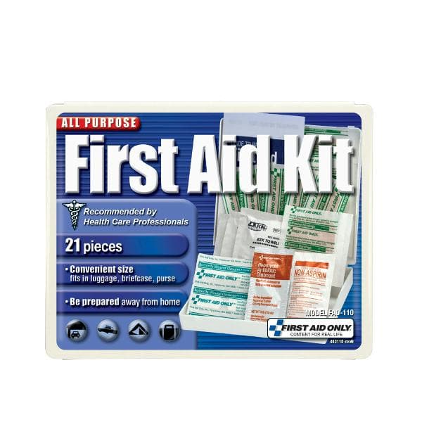 Travel First Aid Kit, 21 Piece, Plastic Case